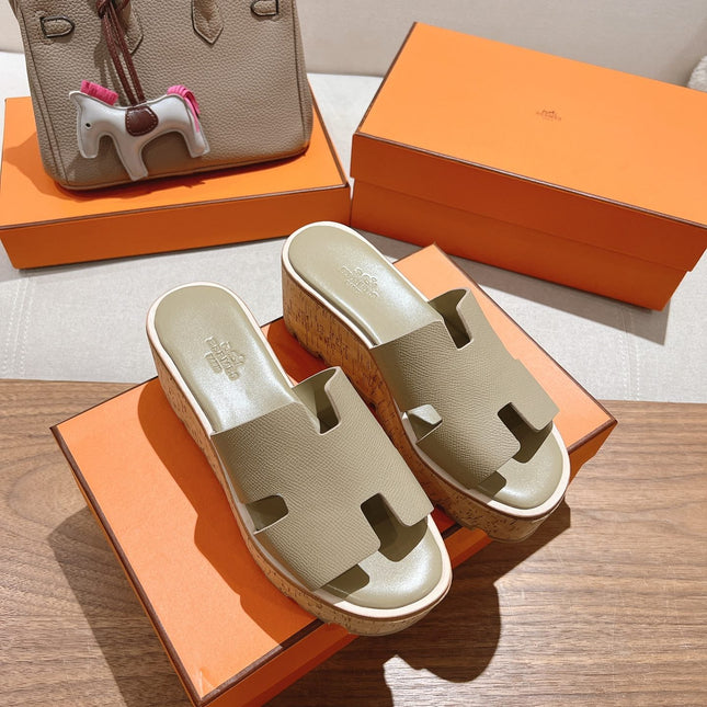 HM 25S HIGH WEDGE SANDALS IN WARM BEIGE LAMBSKIN STYLE 17