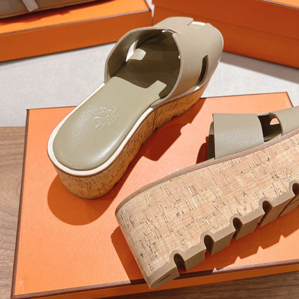 HM 25S HIGH WEDGE SANDALS IN WARM BEIGE LAMBSKIN STYLE 17