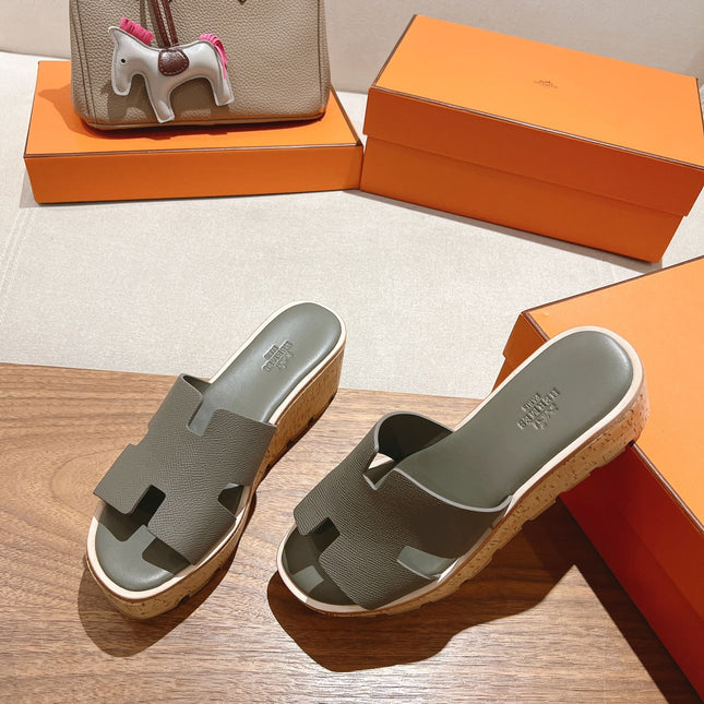 HM 25S HIGH WEDGE SANDALS IN DARK GREY LAMBSKIN STYLE 11