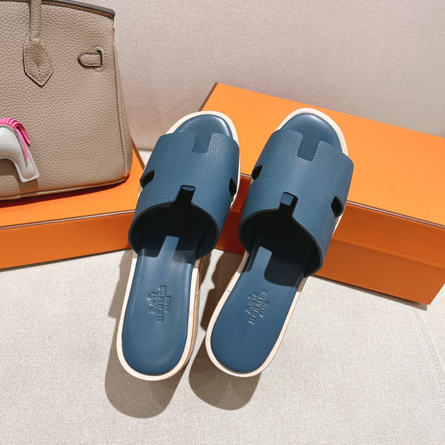 HM 25S HIGH WEDGE SANDALS IN DEEP SLATE BLUE LAMBSKIN STYLE 16