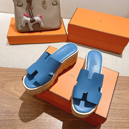HM 25S HIGH WEDGE SANDALS IN BLUE LAMBSKIN STYLE 14