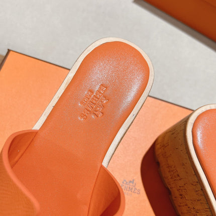 HM 25S HIGH WEDGE SANDALS IN ORANGE LAMBSKIN STYLE 4