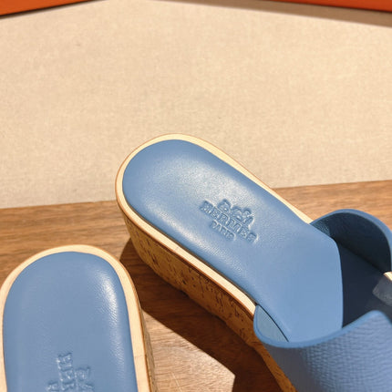 HM 25S HIGH WEDGE SANDALS IN BLUE LAMBSKIN STYLE 3