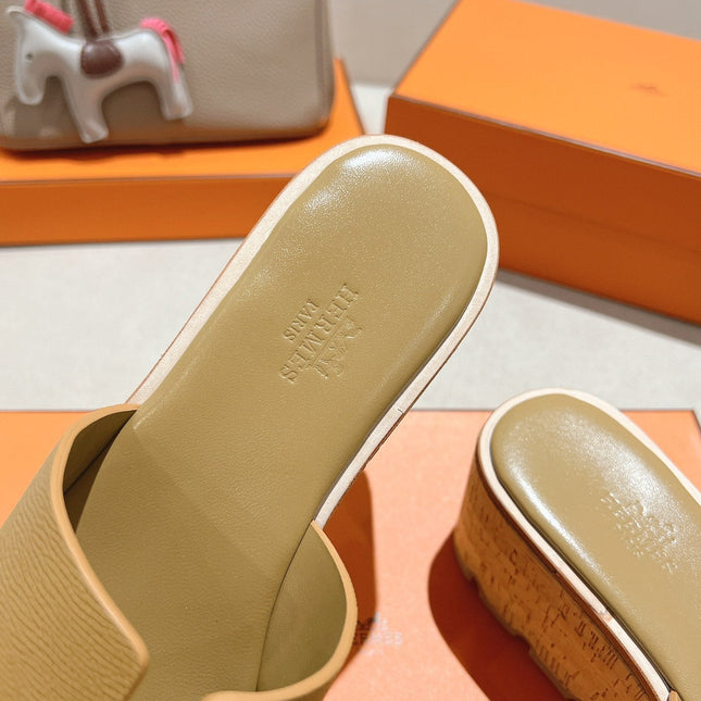 HM 25S HIGH WEDGE SANDALS IN LIGHT BROWN LAMBSKIN STYLE 2