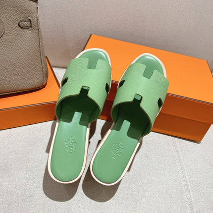 HM 25S HIGH WEDGE SANDALS IN LIGHT GREEN LAMBSKIN STYLE 1