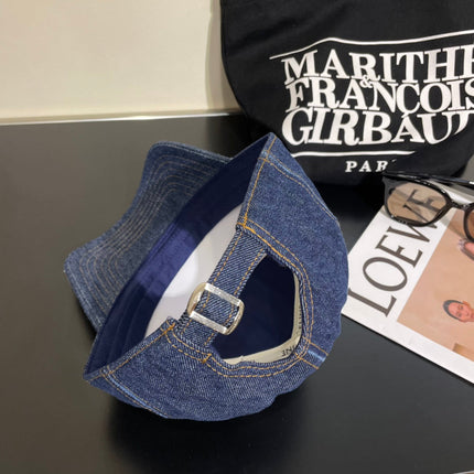 CELINE 25S BASEBALL CAP IN DENIM BLUE EMBROIDERED C LOGO