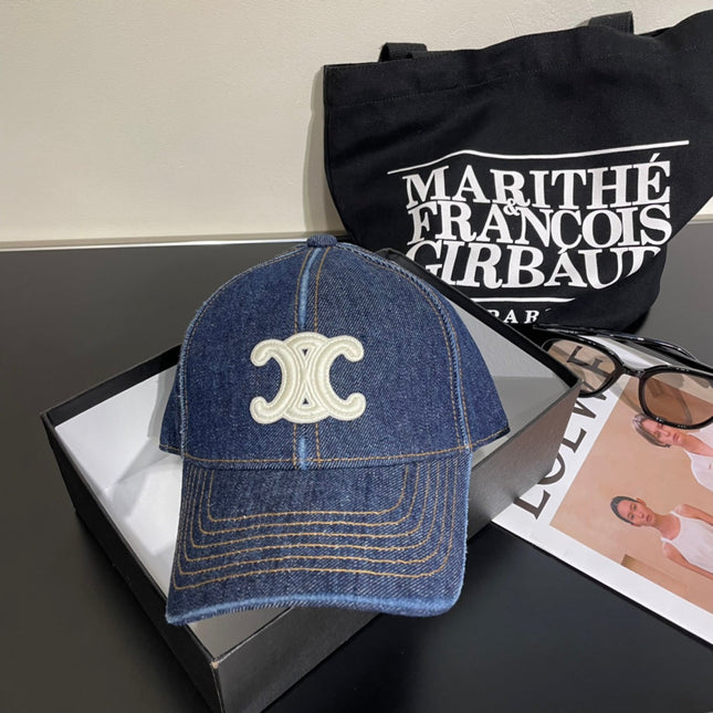 CELINE 25S BASEBALL CAP IN DENIM BLUE WITH LOGO
