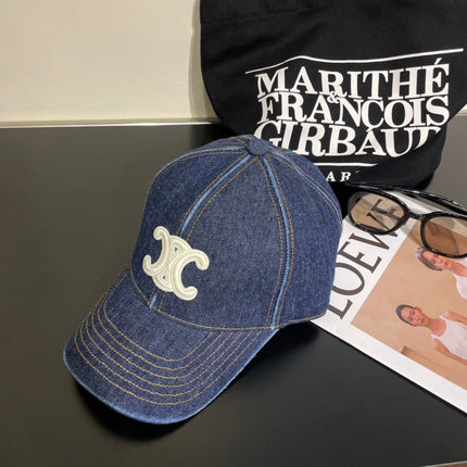 CELINE 25S BASEBALL CAP IN DENIM BLUE WITH LOGO