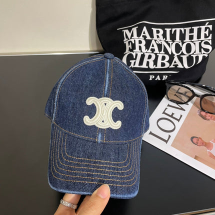 CELINE 25S BASEBALL CAP IN DENIM BLUE WITH LOGO