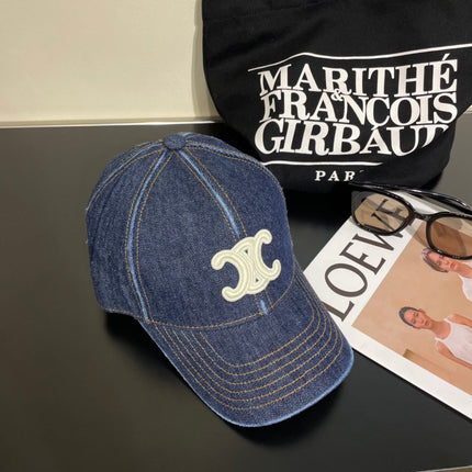 CELINE 25S BASEBALL CAP IN DENIM BLUE WITH LOGO