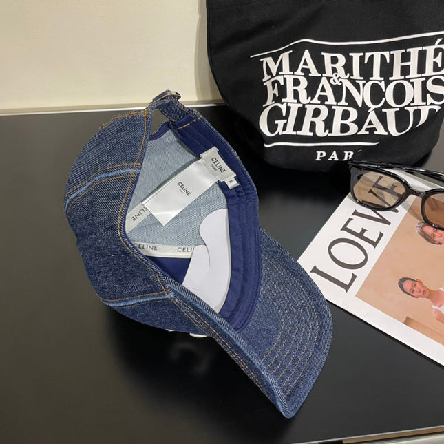 CELINE 25S BASEBALL CAP IN DENIM BLUE WITH LOGO