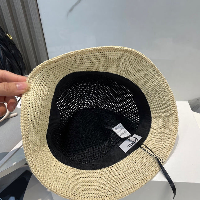 STRAW BUCKET HAT IN BLACK 672971