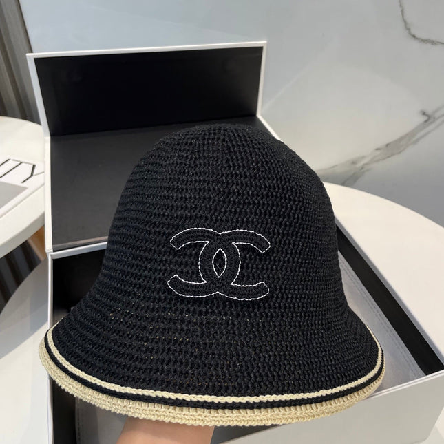 STRAW BUCKET HAT IN BLACK 672971