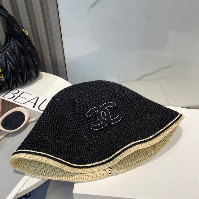 STRAW BUCKET HAT IN BLACK 672971