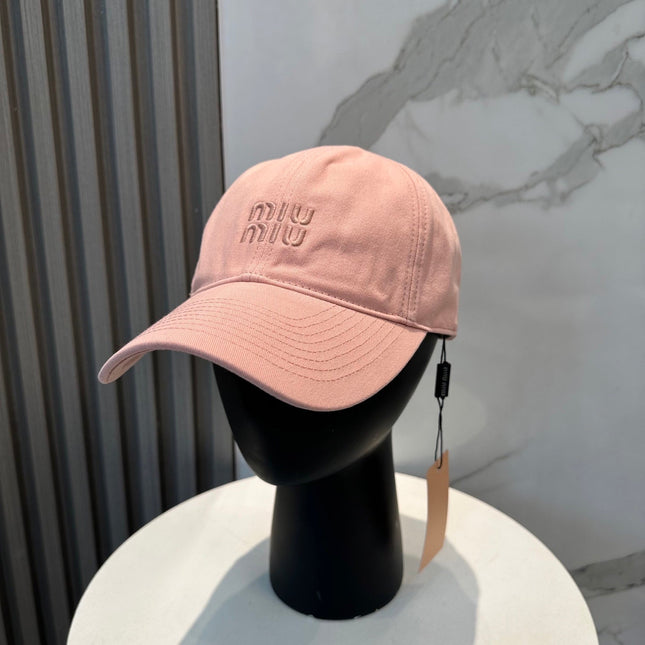 MM BASEBALL CAP IN PEACHY PINK FABRIC BRAND EMBROIDERY