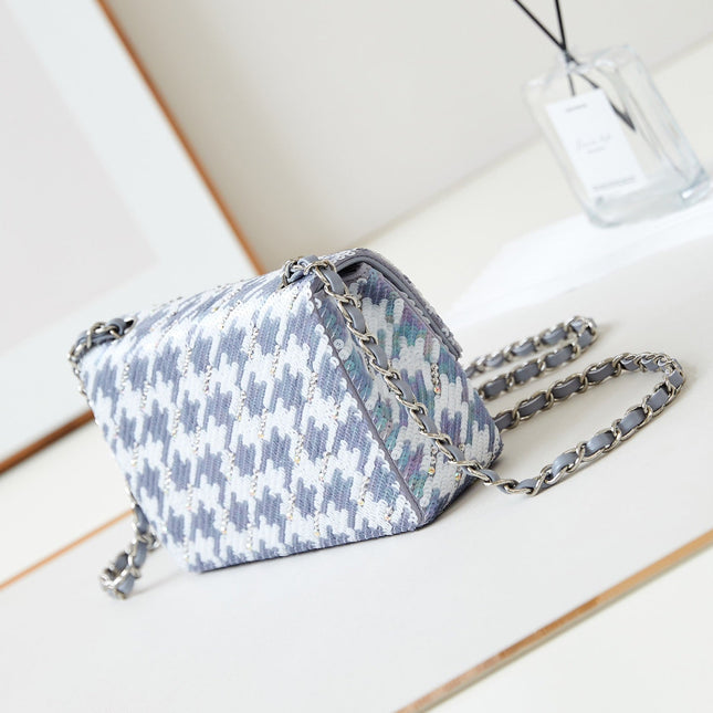 CHANEL 25S FLAP BAG 20 IN WHITE MIX BLUE SEQUINS