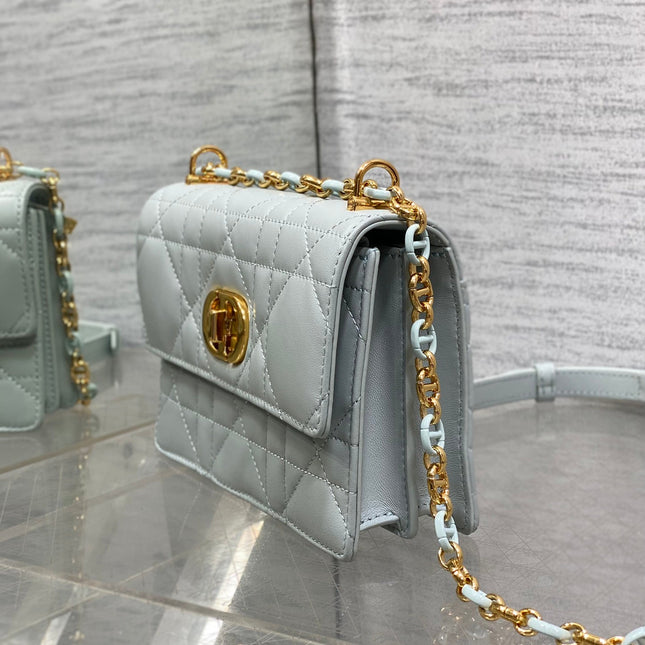 MISS CARO MINI 17 BAG IN CHROME GRAY MACROCANNAGE LAMBSKIN