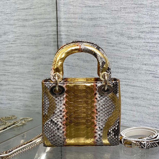 MINI 17 LADY BAG IN GOLDEN SNAKESKIN PATTERN LAMBSKIN