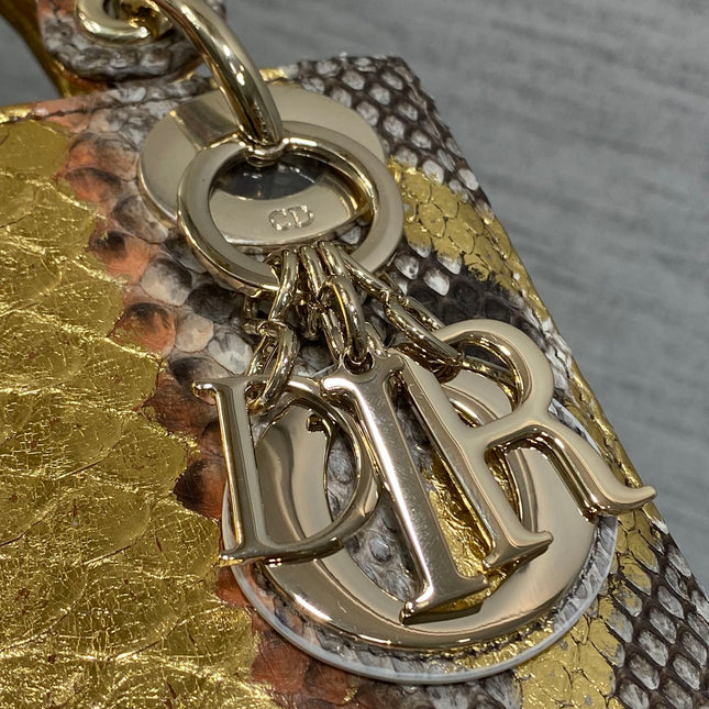MINI 17 LADY BAG IN GOLDEN SNAKESKIN PATTERN LAMBSKIN