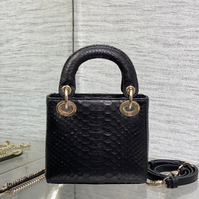 MINI 17 LADY BAG IN BLACK SNAKESKIN PATTERN LAMBSKIN