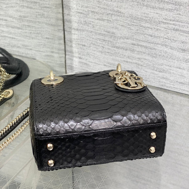 MINI 17 LADY BAG IN BLACK SNAKESKIN PATTERN LAMBSKIN