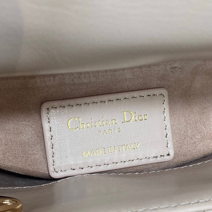 DIOR 25S MINI LADY DIOR BAG 17 IN PINK CALFSKIN CHARM CRYSTAL EMBELLISHMENTS