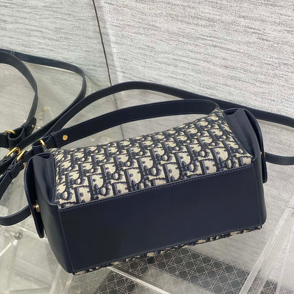 DIOR 25S MEDIUM D-DREAM BAG 24 IN BLUE DIOR OBLIQUE JACQUARD AND SMOOTH CALFSKIN