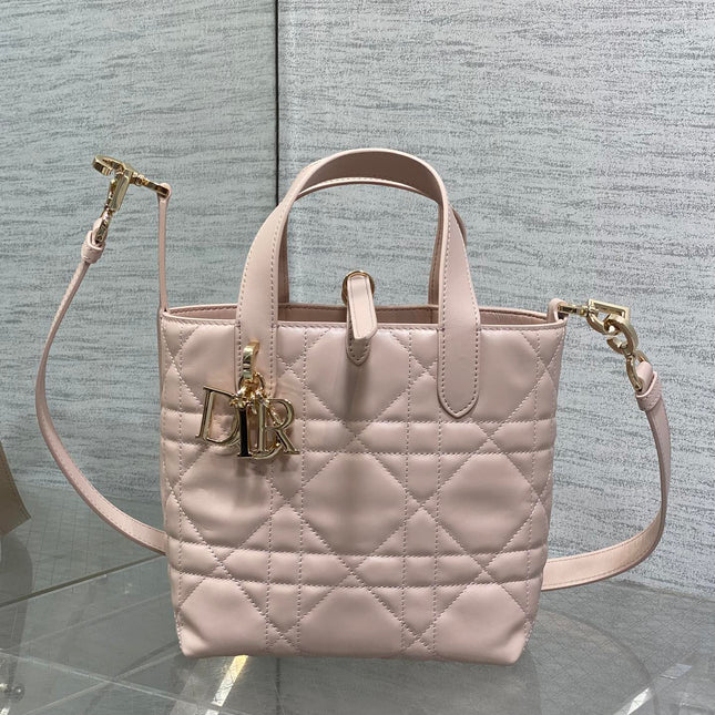DIOR 25S ALWAYS MINI BAG 16 IN LIGHT PINK MACROCANNAGE CALFSKIN GOLD HARDWARE