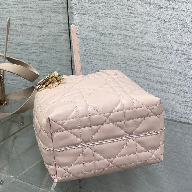 DIOR 25S ALWAYS MINI BAG 16 IN LIGHT PINK MACROCANNAGE CALFSKIN GOLD HARDWARE