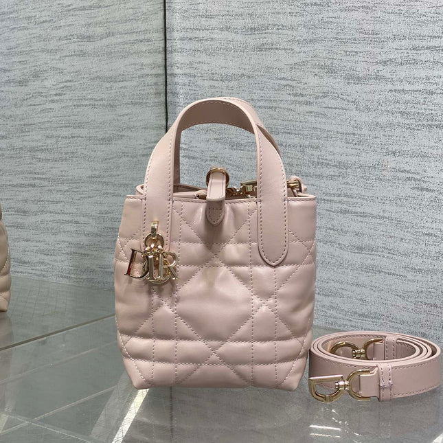 DIOR 25S ALWAYS MINI BAG 13 IN LIGHT PINK MACROCANNAGE CALFSKIN GOLD HARDWARE