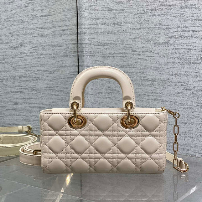 DIOR 25S SMALL LADY D-JOY 22 IN BEIGE LAMBSKIN GOLD HARDWARE