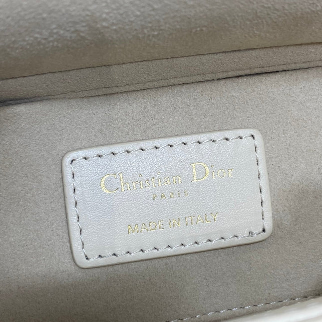 DIOR 25S SMALL LADY D-JOY 22 IN BEIGE LAMBSKIN GOLD HARDWARE