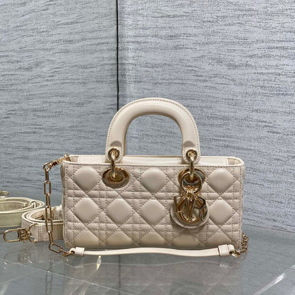 DIOR 25S SMALL LADY D-JOY 22 IN BEIGE LAMBSKIN GOLD HARDWARE