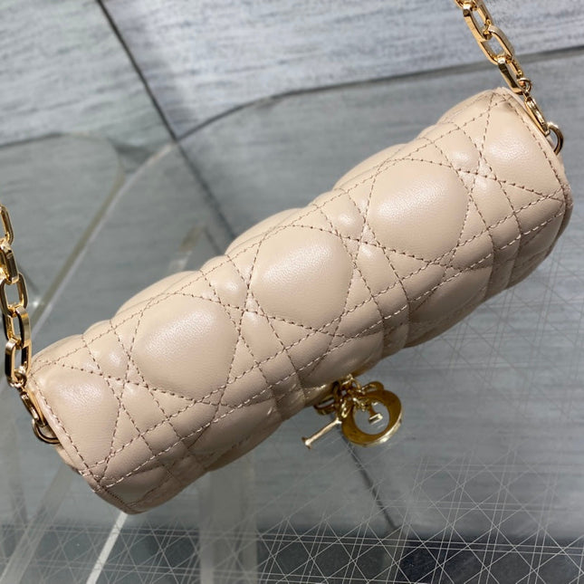 DIOR 25S DIOR TALK PHONE POUCH 18 IN LIGHT IVORY CANNAGE LAMBSKIN