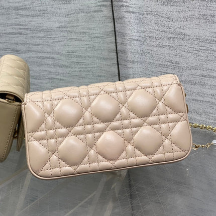 DIOR 25S DIOR TALK PHONE POUCH 18 IN LIGHT IVORY CANNAGE LAMBSKIN
