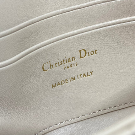 DIOR 25S DIOR TALK PHONE POUCH 18 IN LIGHT IVORY CANNAGE LAMBSKIN
