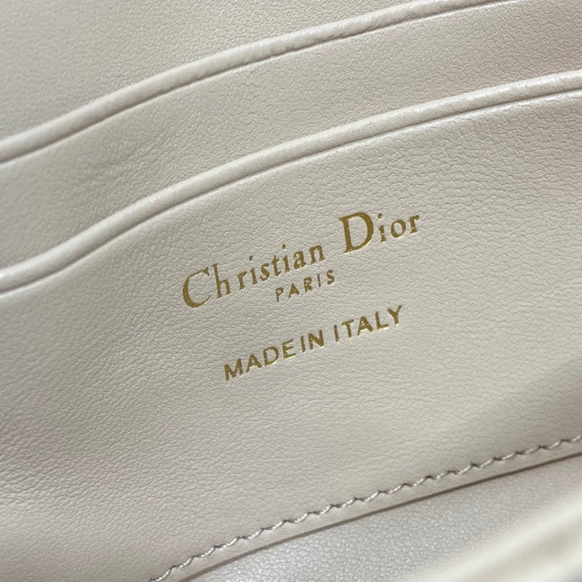 DIOR 25S DIOR TALK PHONE POUCH 18 IN LIGHT IVORY CANNAGE LAMBSKIN