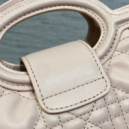 DIOR 25S JOLIE TOP HANDLE MINI BAG 18 IN BABY PINK CALFSKIN GOLD HARDWARE