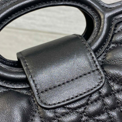 DIOR 25S JOLIE TOP HANDLE MINI BAG 18 IN BLACK CALFSKIN GOLD HARDWARE