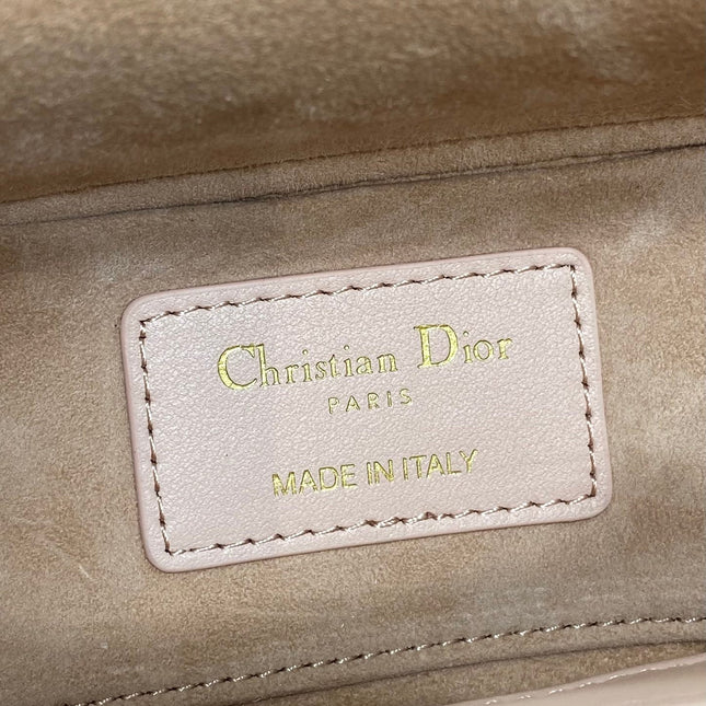 DIOR 25S MICRO LADY D-JOY 19 IN BABY PINK CALFSKIN GOLD HARDWARE