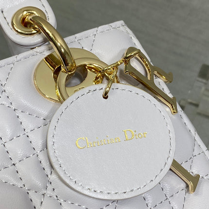 DIOR 25S LADY DIOR BAG 20 IN LILAC CANNAGE CALFSKIN GOLD HARDWARE