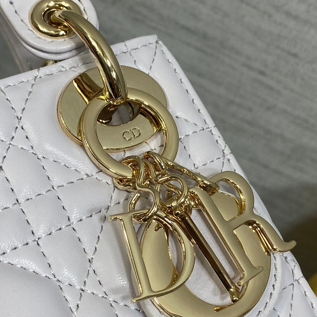 DIOR 25S MINI LADY DIOR BAG 17 IN LILAC CANNAGE CALFSKIN GOLD HARDWARE