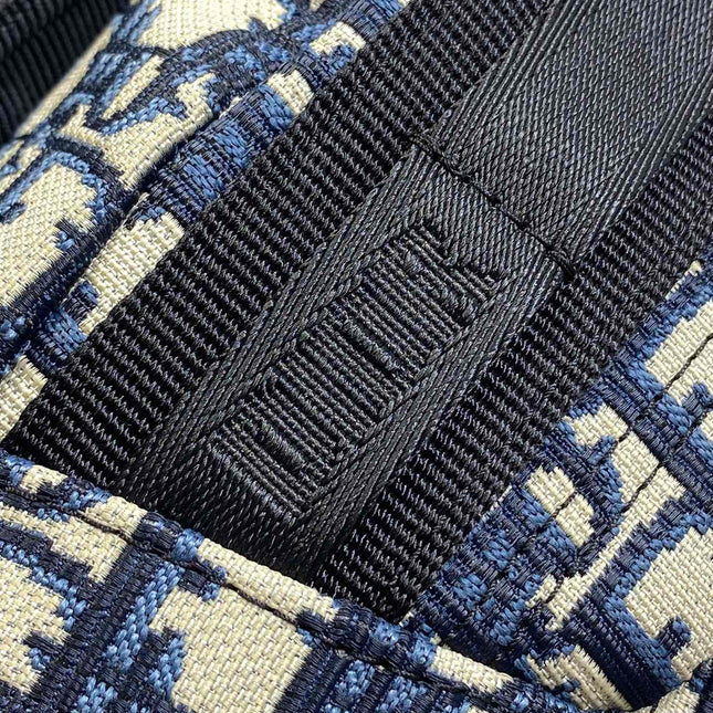 DIOR 25S TRAVEL BACKPACK 31 IN BLUE CANVAS OBLIQUE JACQUARD