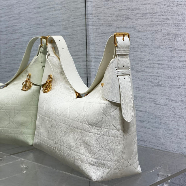 DIOR 25S VOYAGE BAG 34 IN IVORY FLAT MACROCANNAGE GRAINED CALFSKIN
