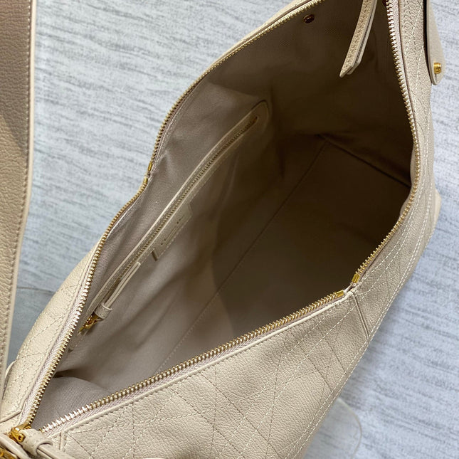 DIOR 25S VOYAGE BAG 34 IN POWDER BEIGE FLAT MACROCANNAGE GRAINED CALFSKIN