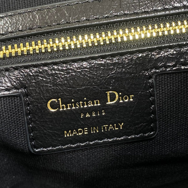 DIOR 25S VOYAGE BAG 34 IN BLACK FLAT MACROCANNAGE GRAINED GLOSSY CALFSKIN