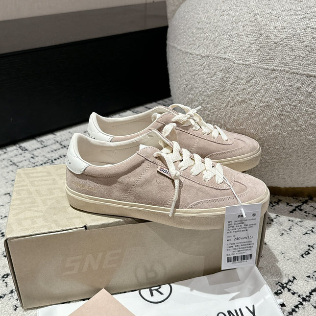 SOUL STAR SNEAKERS IN PINK SUEDE WHITE HEEL TAB