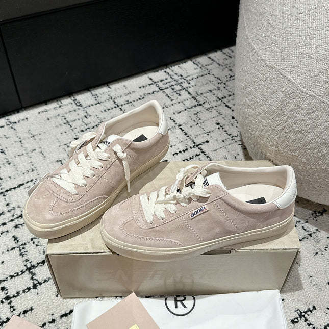 SOUL STAR SNEAKERS IN PINK SUEDE WHITE HEEL TAB
