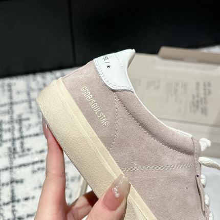 SOUL STAR SNEAKERS IN PINK SUEDE WHITE HEEL TAB