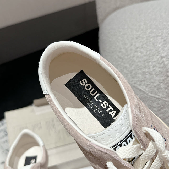 SOUL STAR SNEAKERS IN PINK SUEDE WHITE HEEL TAB